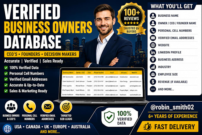 provide verified b2b business owners CEO  decision maker database all industries