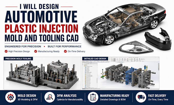design automotive plastic injection mold and tooling cad