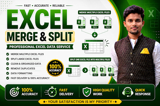 clean, format, merge and split excel data professionally