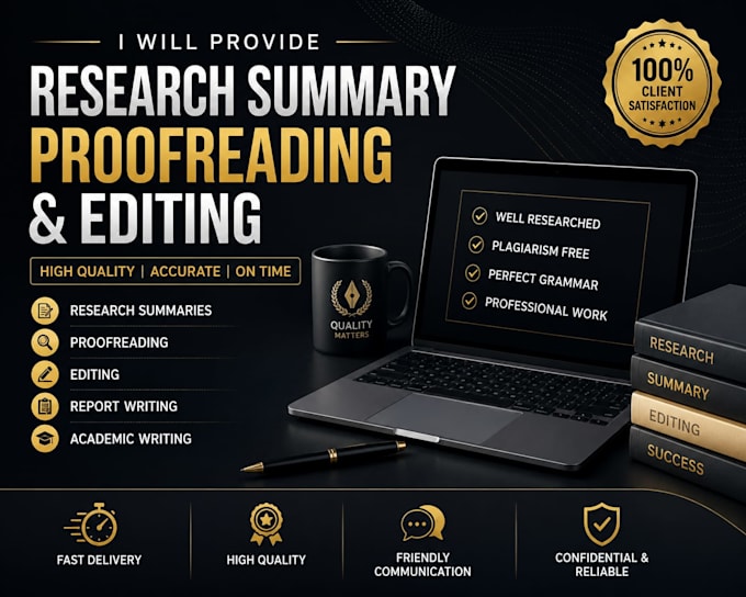 provide research summary proofreading and editing