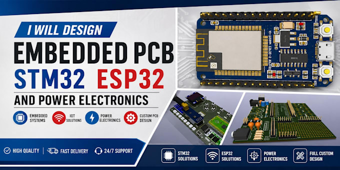 design embedded pcb stm32 esp32 and power electronics