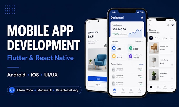 develop flutter and react native apps for android and ios