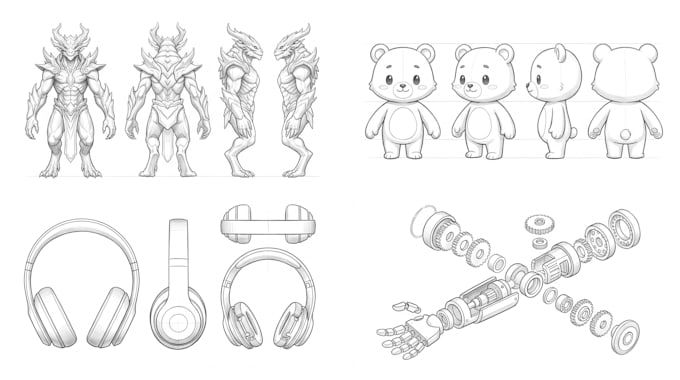 create professional model and reference sheets for any concept