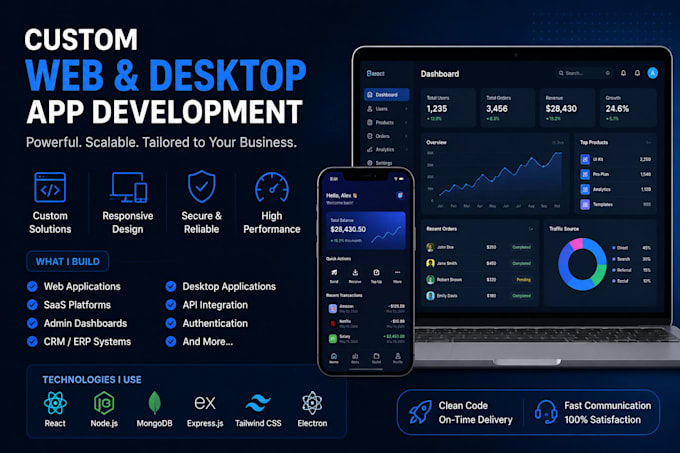develop a custom web app desktop app for your busines
