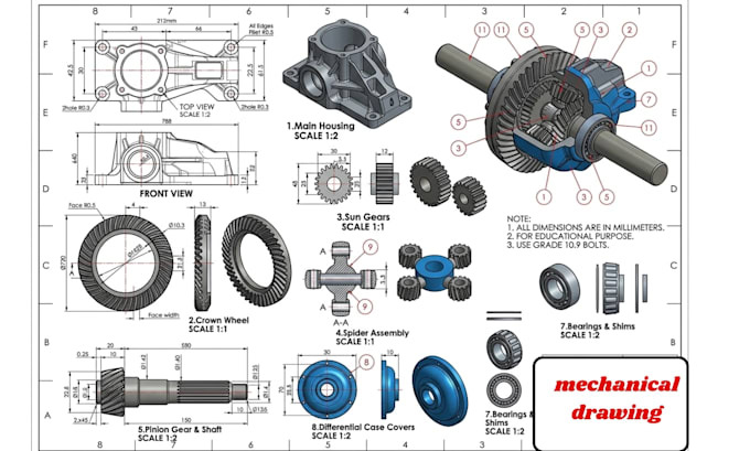create mechanical drawings, technical drafting, and engineering drawings