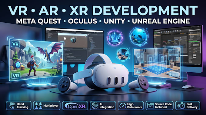 develop VR ar xr meta quest oculus apps games using unity unreal engine