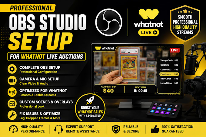 configure obs studio for whatnot live auctions