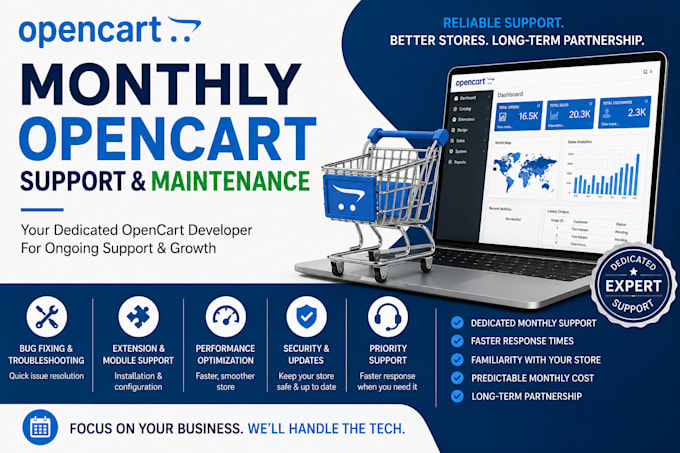 provide monthly opencart maintenance, support and technical management