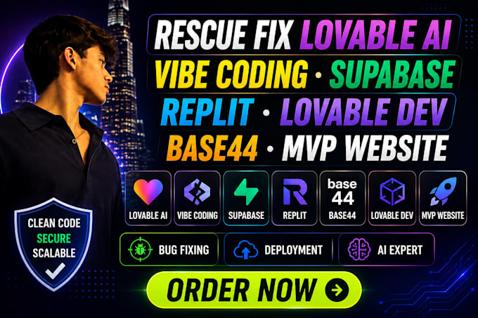 rescue fix lovable ai vibe coding supabase replit lovable dev base44 mvp website