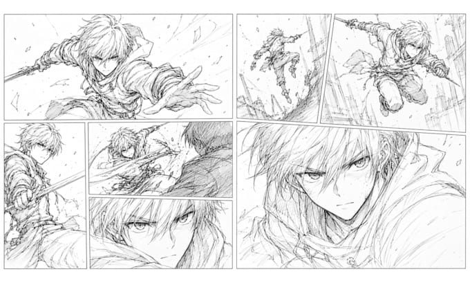 draw manga comic book, webtoon layout and vertical format webcomic panels