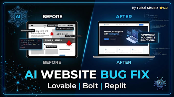 fix bugs and improve ai generated websites using lovable bolt and replit