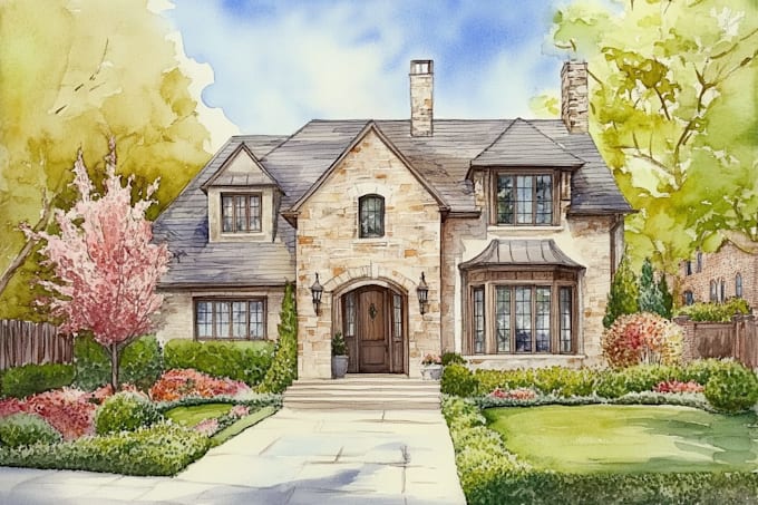paint watercolor house portrait