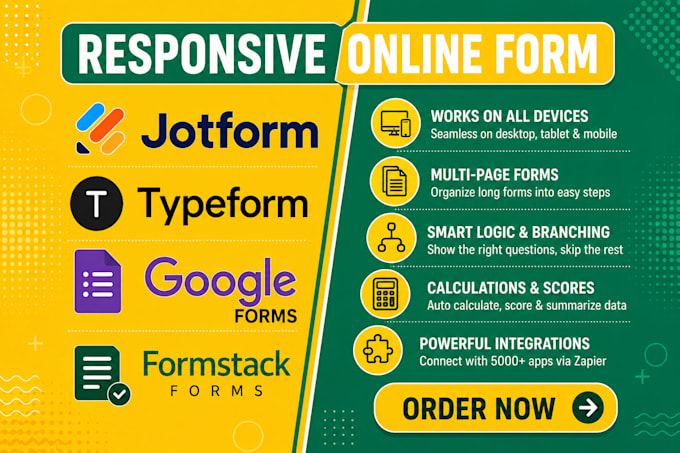 design google forms, jotform, typeform and automate with zapier