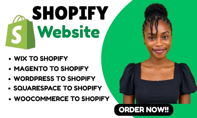 migrate wordpress, woocommerce, wix, or squarespace to shopify