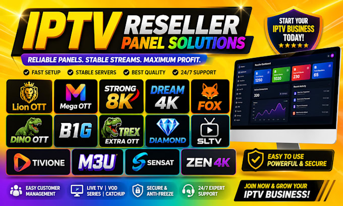 setup reseller panel, lion ott, mega ott, strong8k, dream, trex, b1g, foxx
