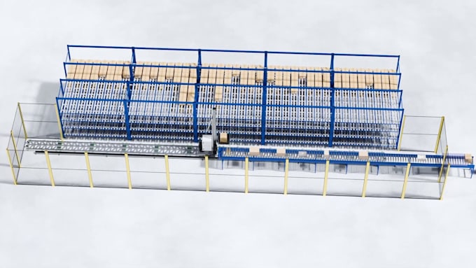 create 3d industrial animation conveyor system animation warehouse automated asr