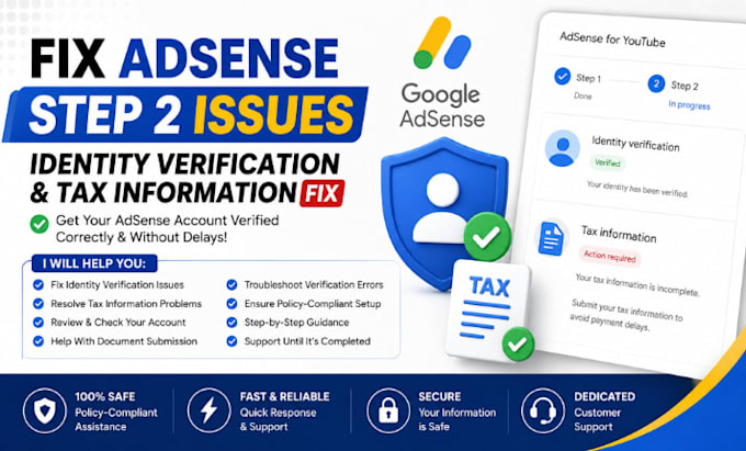 fix adsense step 2 identity verification and tax information issues