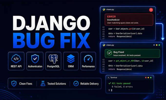 fix python django bugs, errors and backend issues