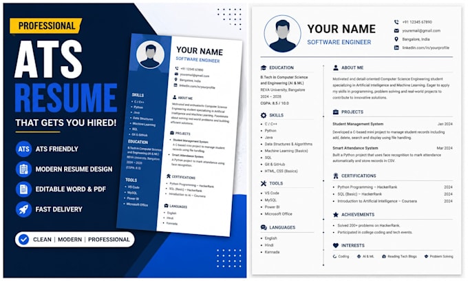 create a professional ats friendly resume and CV