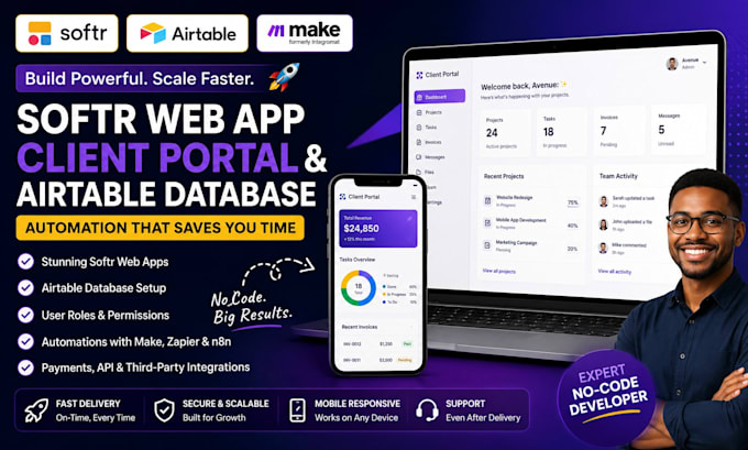 setup softr web app with airtable database and automation
