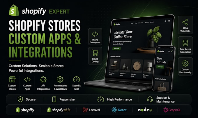 develop custom shopify apps, stores and themes