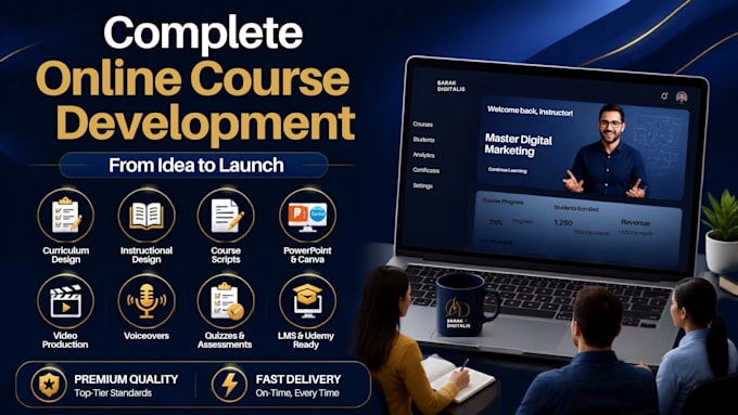 create a complete online course for udemy, lms, and e learning platform