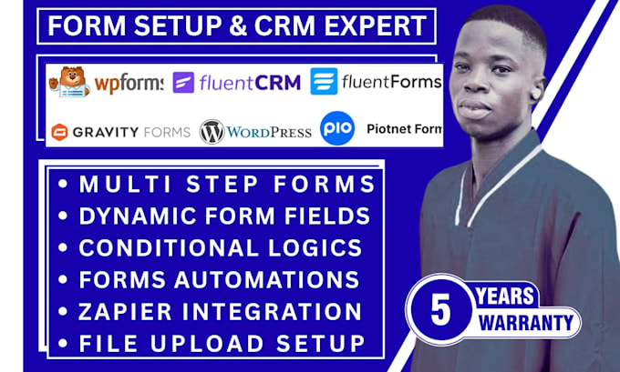 setup fluent forms, wpforms, fluentcrm, gravity forms and piotnet forms