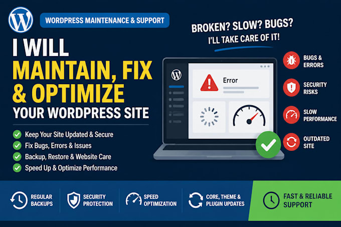 do wordpress website maintenance, support, updates and bug fixing