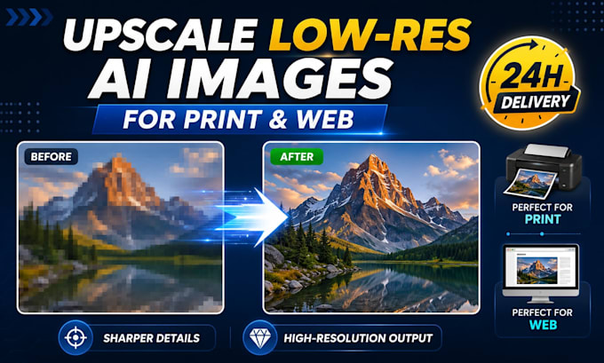 upscale low resolution ai images for print and web
