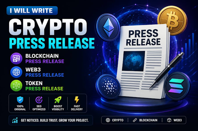 write crypto press release blockchain press release web3 press release token PR