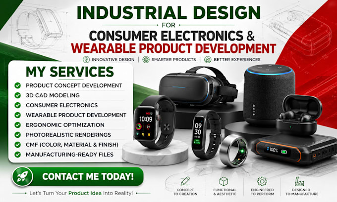 do industrial design for consumer electronics and wearable product development