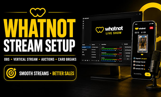 setup whatnot obs for pokemon sports card breaks and live auctions