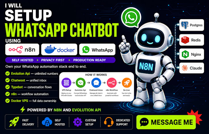 setup n8n evolution api chatwoot typewoot self hosted whatsapp vps 360dialogue