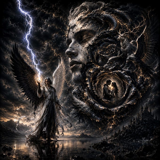 create hyper realistic dark fantasy ai art and illusions