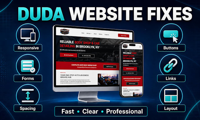 fix duda website mobile, layout, form, or design issues