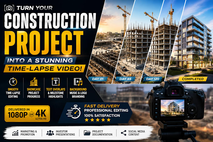 create a professional construction time lapse video in HD and 4k