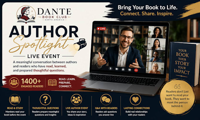 host a live author spotlight event with engaged readers for your book