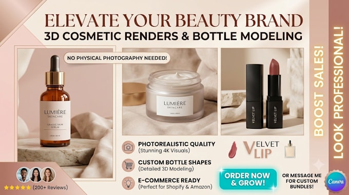 do 3d cosmetic product rendering and 3d bottle modeling