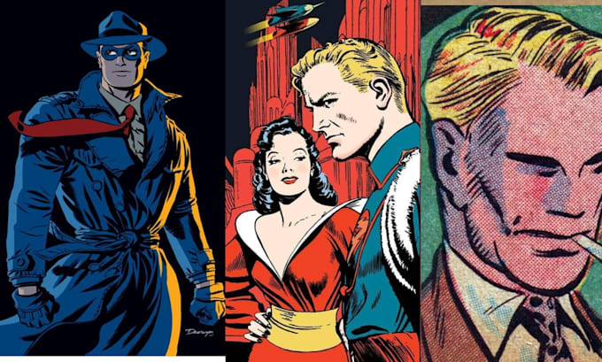 illustrate retro 2d comic pages panels vintage comic book design comic character