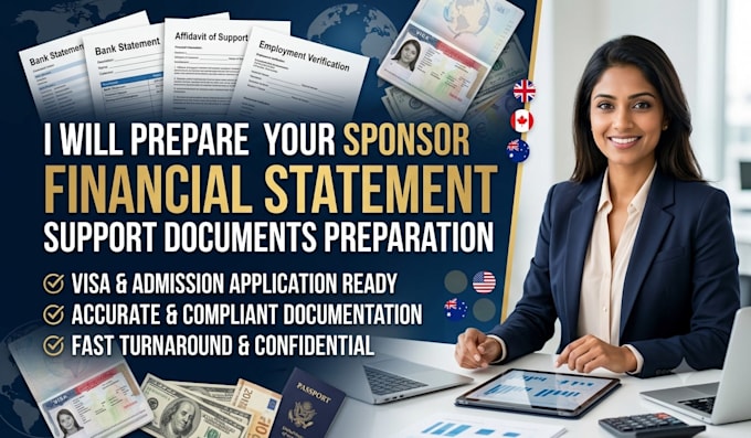 prepare your sponsor financial statement support documents preparation