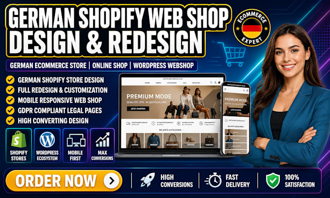 design, redesign german webshop online store, german shopify ecommerce store