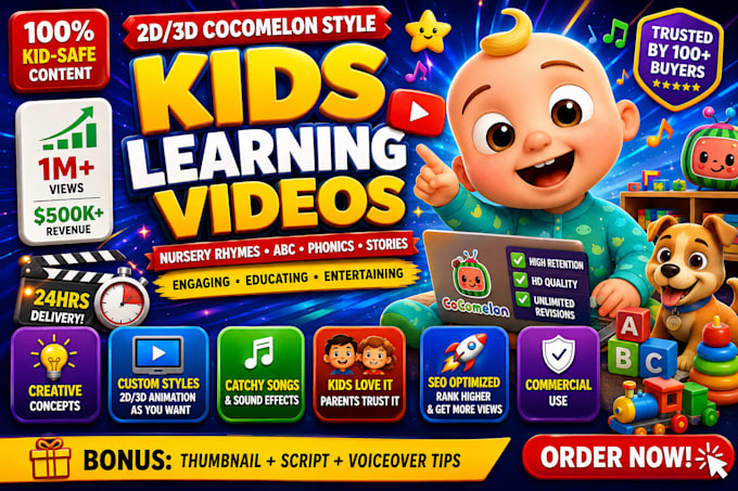 create quality  kids learning videos for youtube, kids channel