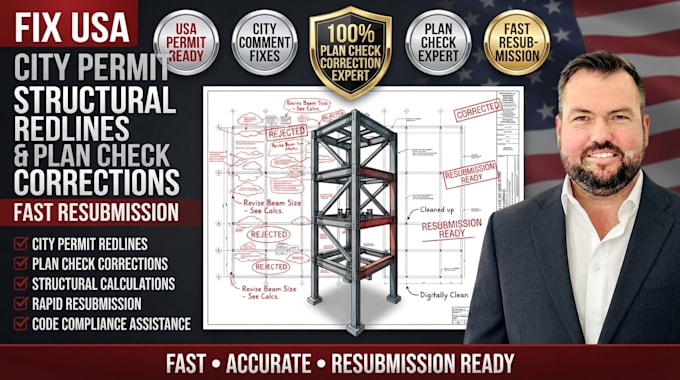fixusacity permit structural redlines and plan check corrections for resubmision