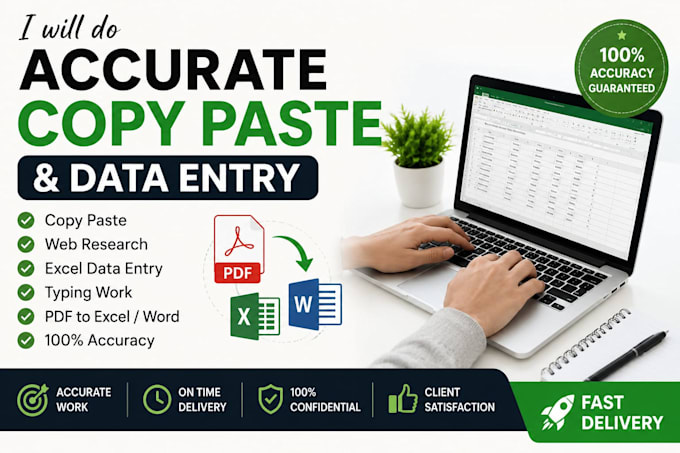 do copy paste web research and data entry