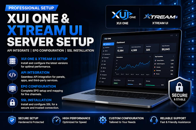 setup latest xui one, xtream ui server, api integrate, epg, and SSL installation