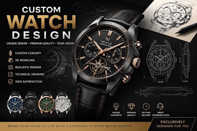 design a custom luxury watch with realistic 3d renderings