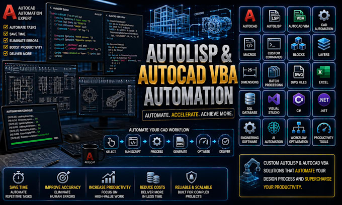 develop autolisp autocad, vba cad automation, macro and custom scripts