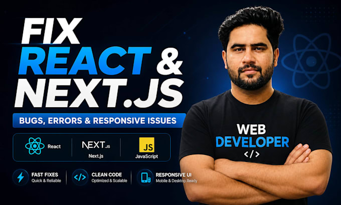 fix react js and next js bugs errors and responsive issues