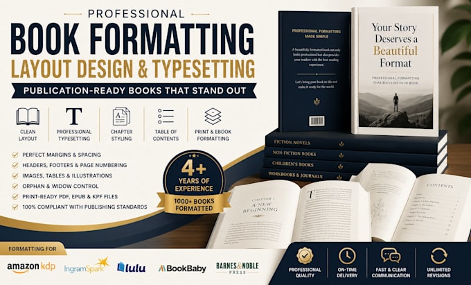 do professional book formatting, layout design and typesetting for KDP