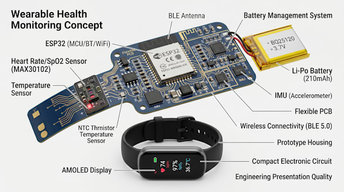 design arduion esp32 pcb schematic layout for iot embedded system and wearable